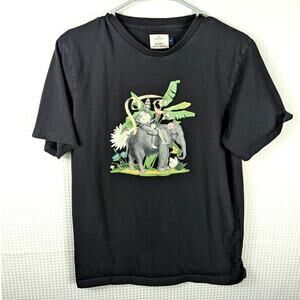 Jim Thompson x Mahanakhon M Elephant Graphic T-Shirt Black Cotton Thailand